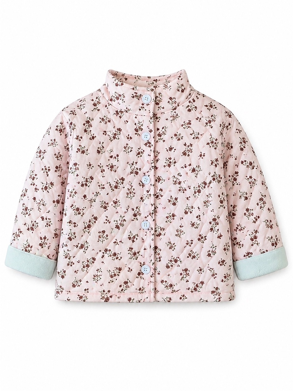Toddler Floral Pattern Quilted Button Front Jacket